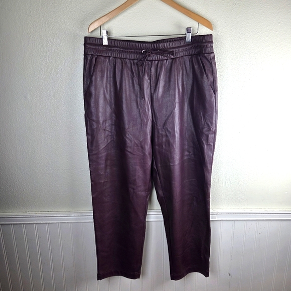 Women's LOFT Faux Purple Leather Chic Stretchy Pants Size XL - Picture 1 of 10